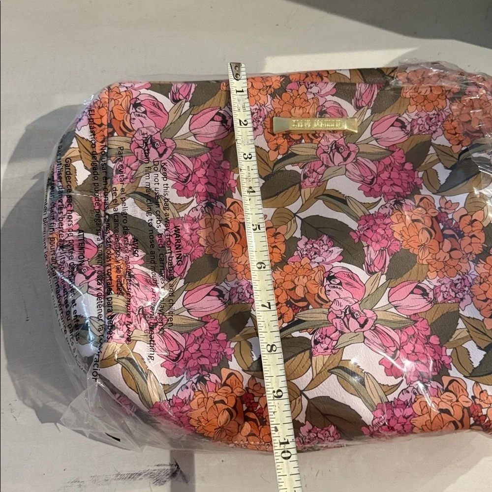 Steve Madden Pink and Brown Cosmetic Bag Floral Design